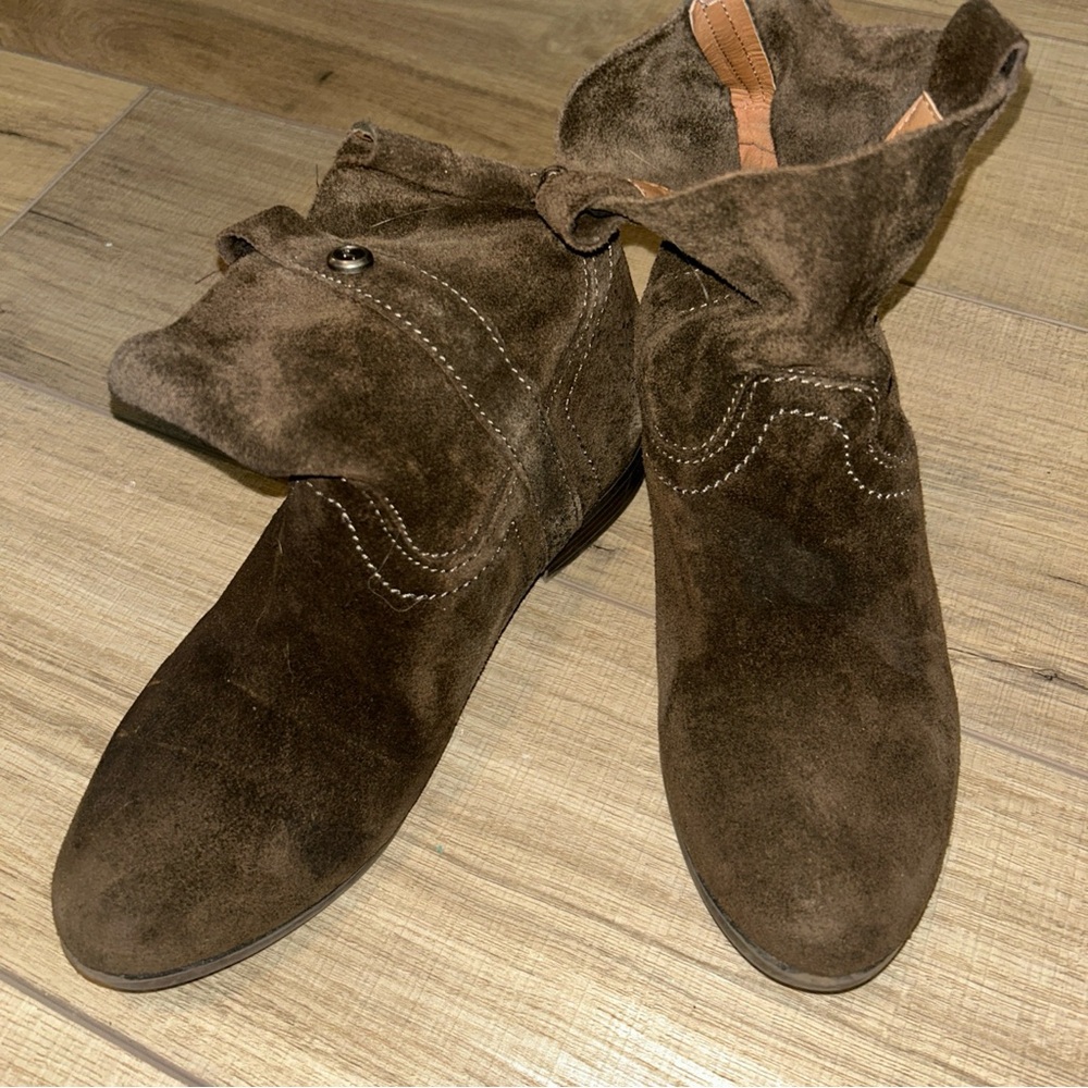 FRYE & CO Ankle Booties Women 8 Brown Suede Western Country Cowgirl Suede SZ 6.5